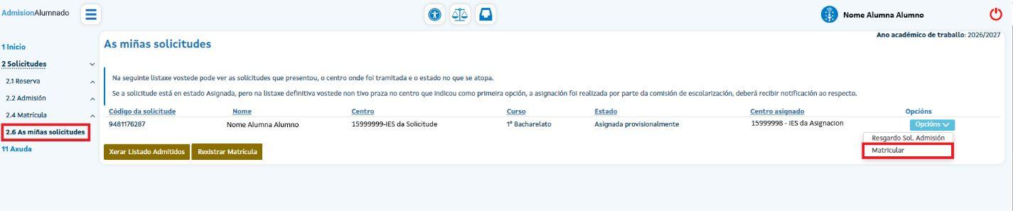 Alumnado con admisión previa en AdmisionAlumnado