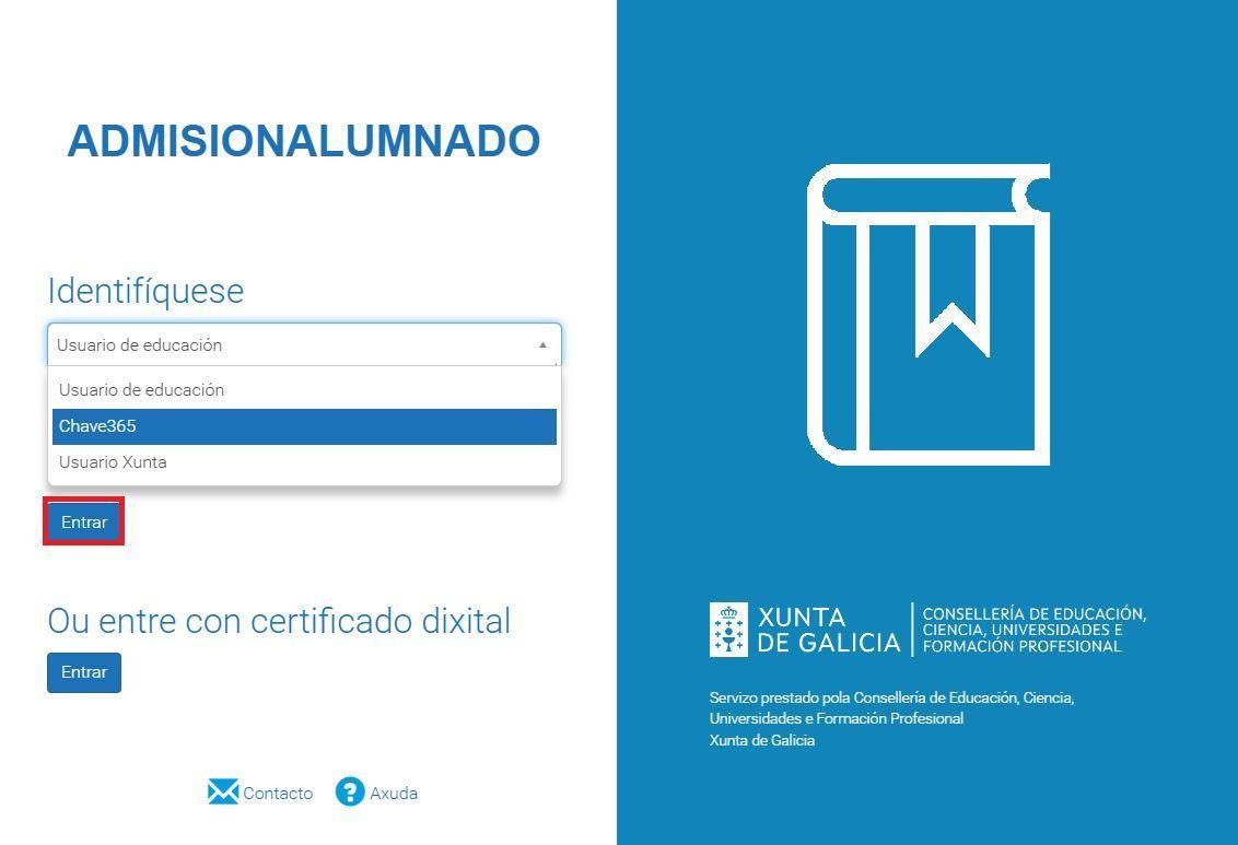 Login en AdmisionAlumnado
